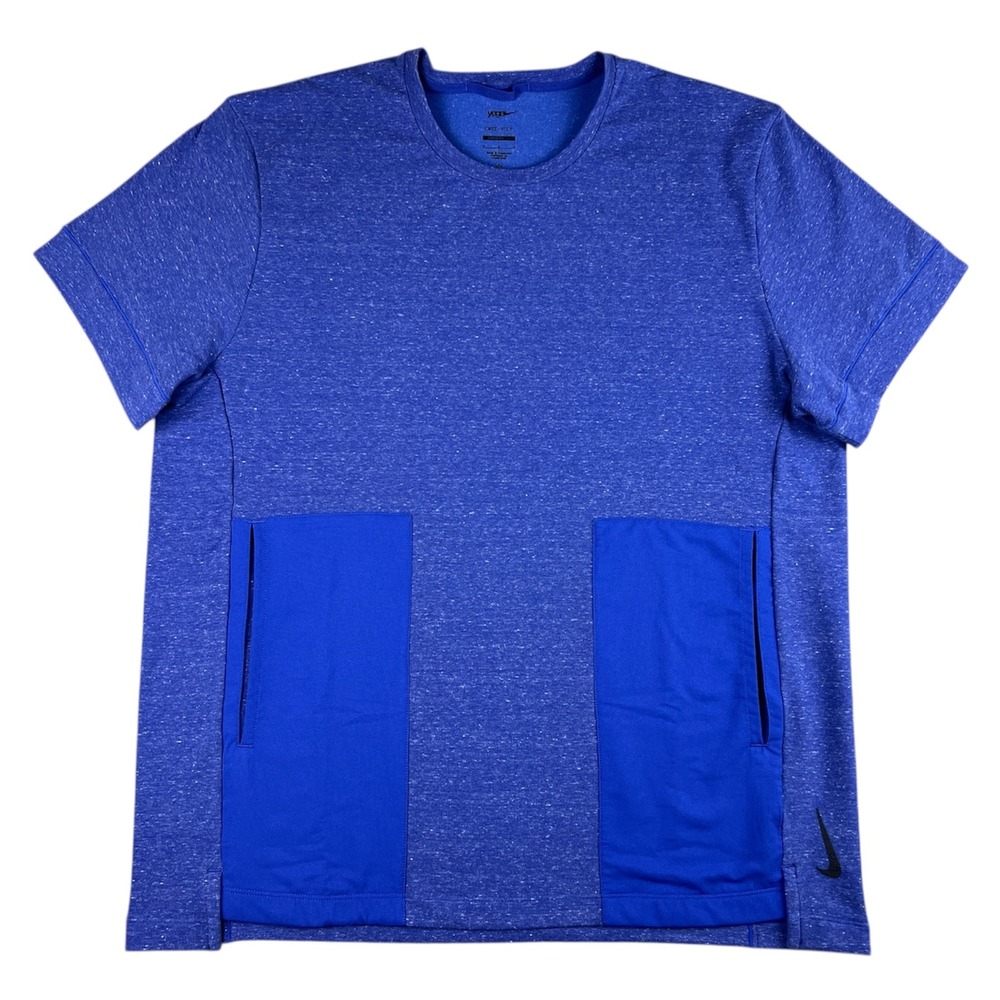 Nike Yoga Dri-FIT Loose Fit T-Shirt Mens Medium Blue Pockets Training DH1927-499